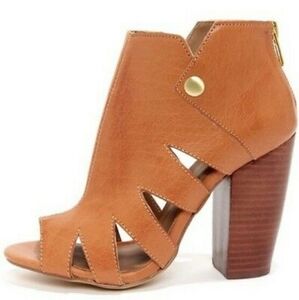 🧡𝅺KELSI Dagger Brooklyn Ball Dance Cut Out Booties Leather Cognac